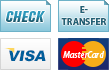 We accept Check, E-Transfer, Visa and MasterCard.